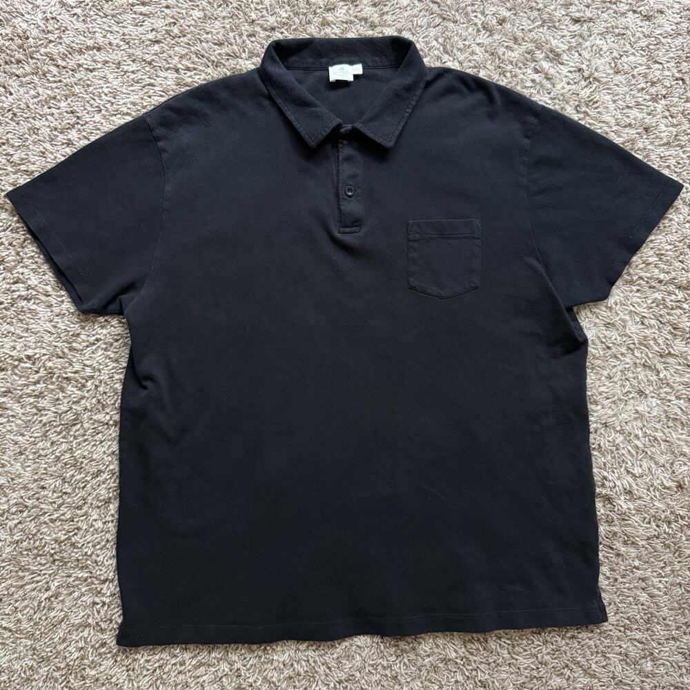 Sunspel Mesh Cotton Black Polo Shirt Short Sleeve Men’s Size XXL (READ FOR SIZE)